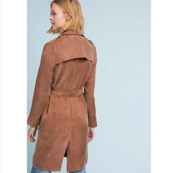 Anthropologie x Moth Carrie Belted Trench Coat Open Front Belted Coat - Picture 3 of 15